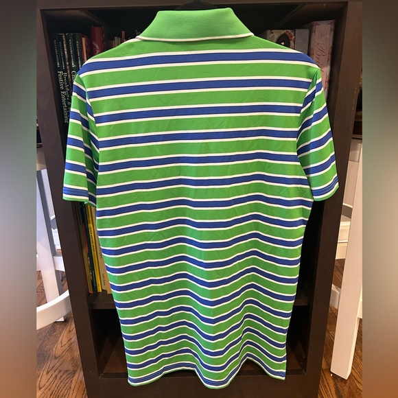 NWT RLX Ralph Lauren Lightweight Performance Golf Polo Green Blue Stripe Men’s S - Picture 3 of 4